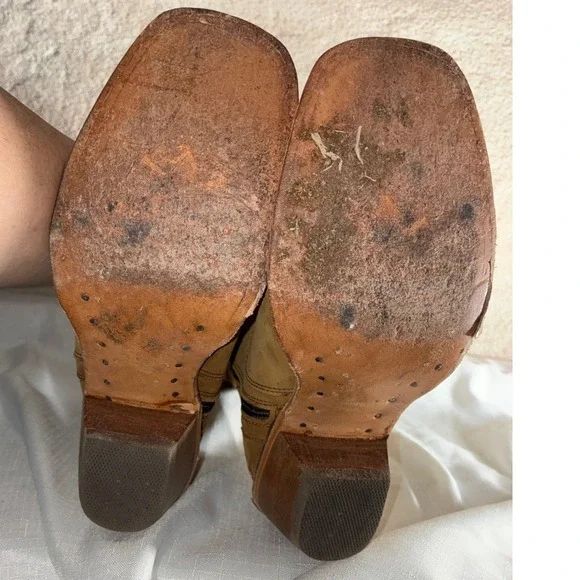 El General 1901 Sunflower Embroidered Tall Western Boots Tan Leather Womens 6 - Picture 7 of 13